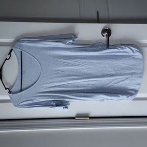 A:Glow xl maternishort sleeve top blue with black dots throughout